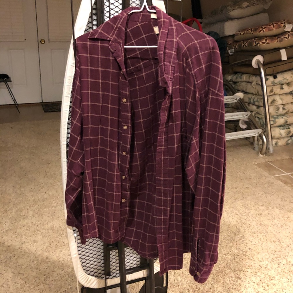 maroon plaid button up